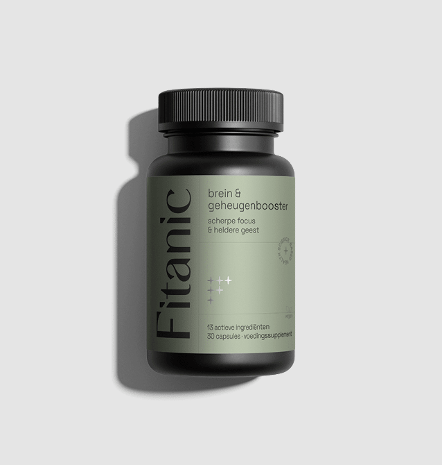 Fitanic brain and memory booster supplement bottle with green label, 30 capsules, focus support