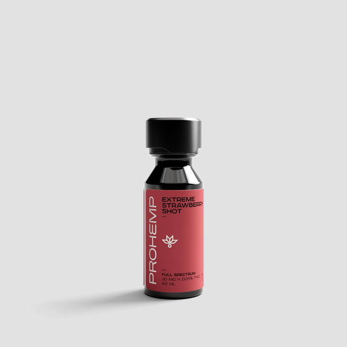 Prohemp Extreme Strawberry Shot, full spectrum CBD, 20 mg, 50 ml flesje