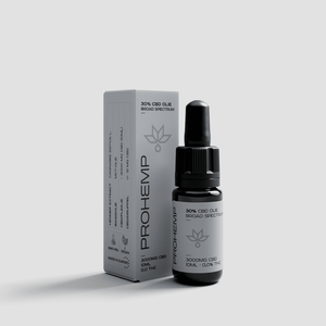 Broad spectrum CBD oil 30 percent in 10ml dropper bottle with packaging, 3000mg, THC free